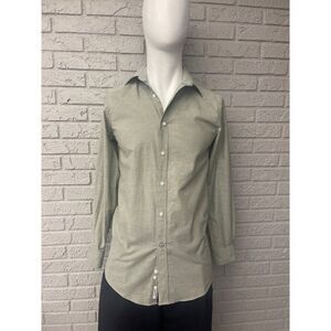 Crown & Ivy Green Slim Fit Wrinkle Free Button-Down Shirt Size S 14-14 1/2 (32/3